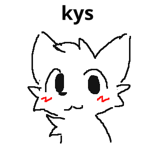 a drawing of a cat 's face with the word kys above it