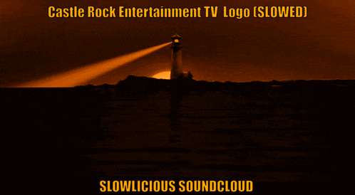 an ad for castle rock entertainment shows a lighthouse in the ocean