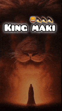 a poster for king maki with a lion and a woman