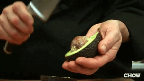 3. Use A Knife To Pit Avocados. But Be Very Careful! GIF