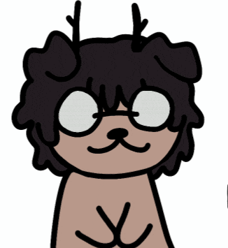 a cartoon drawing of a dog with antlers on its head