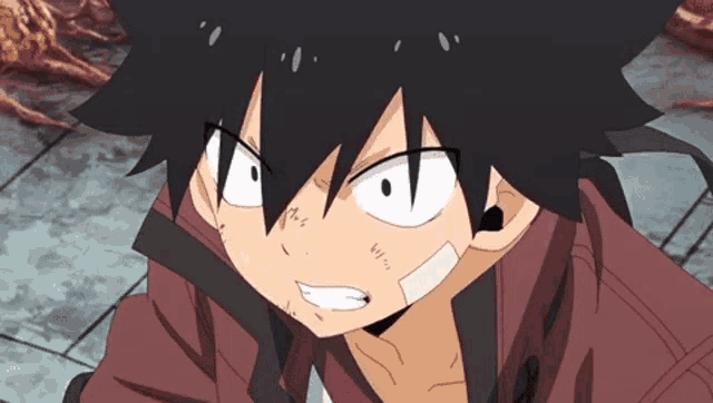 a close up of a cartoon character with black hair