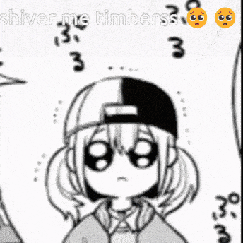 a black and white drawing of a girl with the words " shiver me timberss " below it