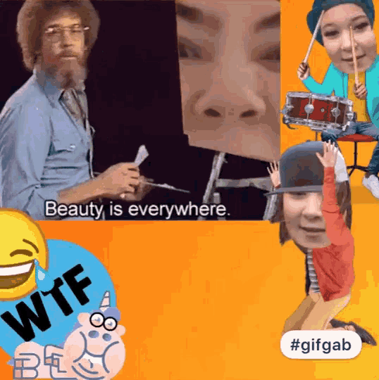 a collage of images with the words beauty is everywhere