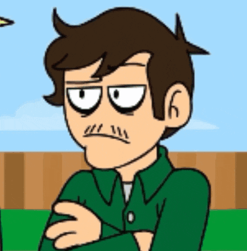 a cartoon of a man with his arms crossed looking angry