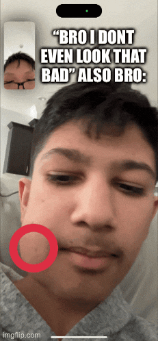 a screenshot of a boy 's face with the caption " bro i dont even look that bad " also bro