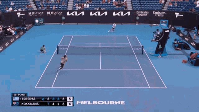 a tennis match is being played in melbourne and the score is 6 to 6