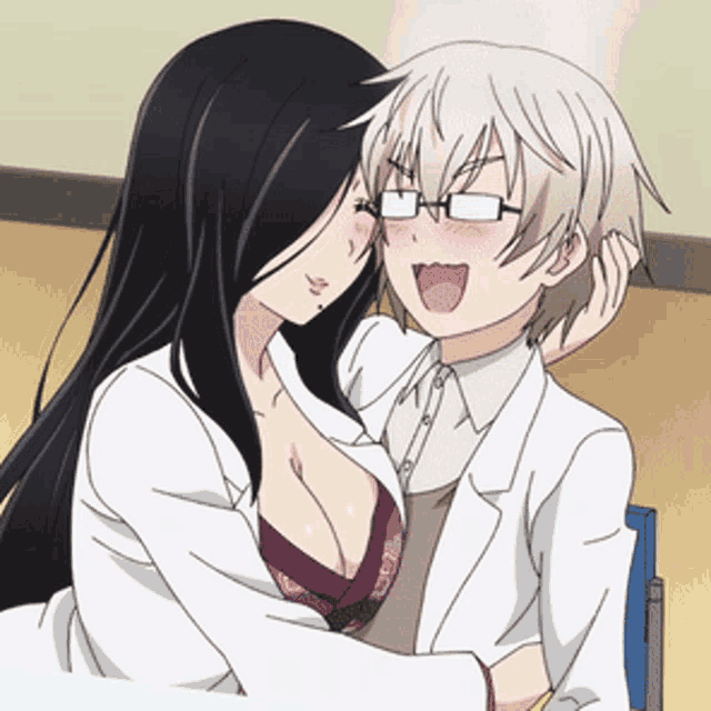 a man and a woman are hugging each other in an anime scene