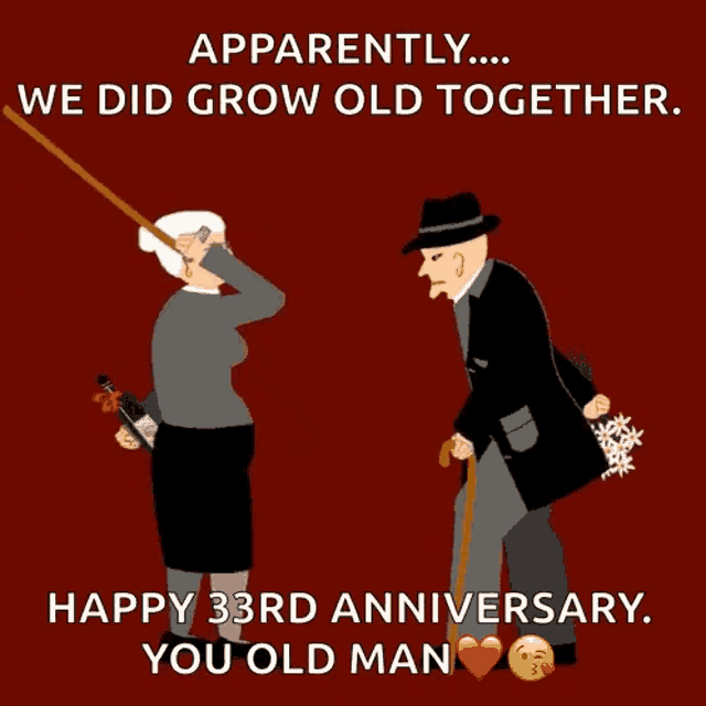 apparently we did grow old together happy 33rd anniversary you old man greeting card