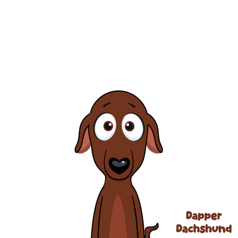 a cartoon of a dachshund with the name dapper dachshund on the bottom