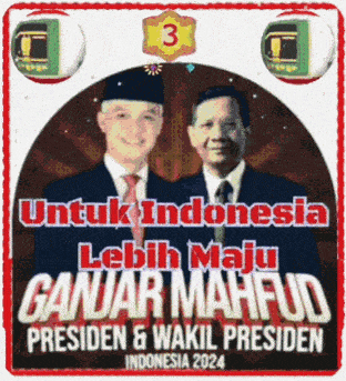 a poster with two men on it that says untuk indonesia lebih maju ganjar mahfud