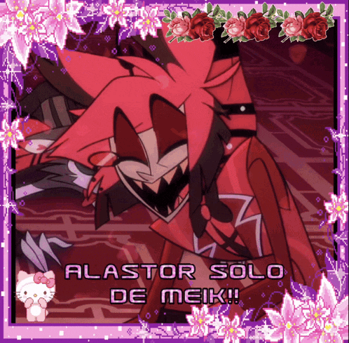 a picture of alastor solo de meik with hello kitty