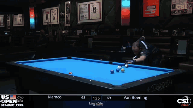 a man is playing pool on a diamond table