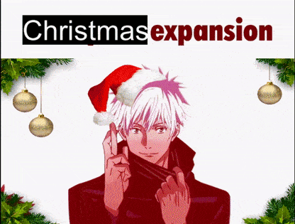 a man wearing a santa hat with the words christmas expansion behind him