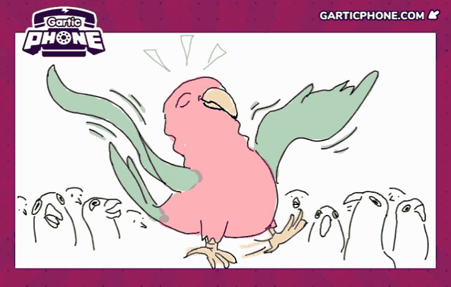 a cartoon drawing of a bird with the words garticphone.com at the bottom