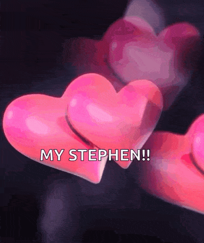 a couple of pink hearts with the words my stephen on them