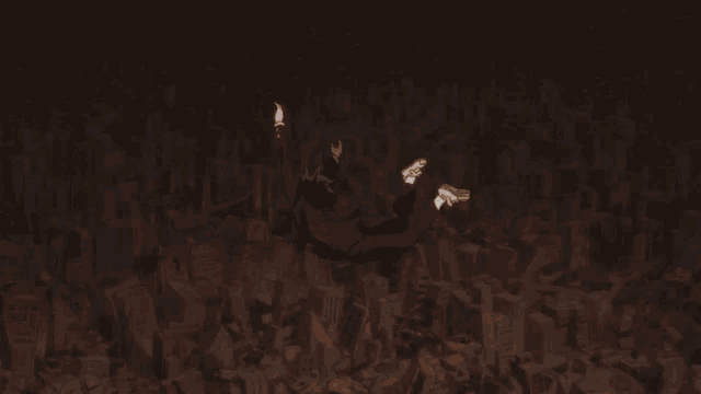 a cartoon drawing of a fireball with a sword in it
