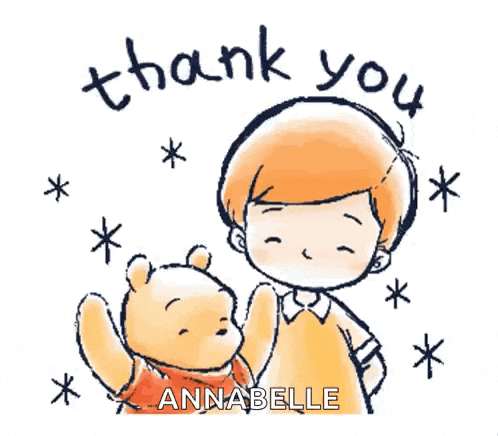 a drawing of a boy holding a winnie the pooh bear and the words thank you