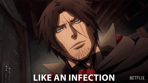 a picture of a man with the words like an infection on it