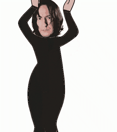 a cartoon of a man in a black dress dancing