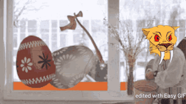 a cartoon of a cat with red eyes is being edited with easy gif software