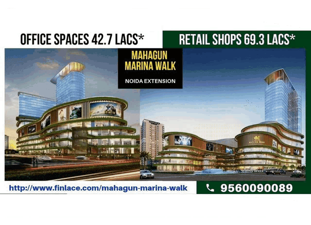 an advertisement for mahagun marina walk in india