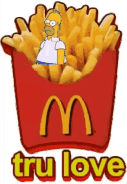 homer simpson in a mcdonald 's french fries container