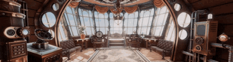 a room with a lot of windows and a clock on the wall that says 4:20