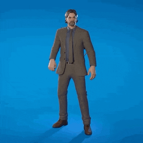 a man in a suit and tie is dancing with a stethoscope around his neck on a blue background .
