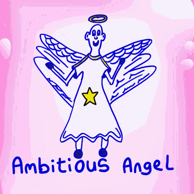 a drawing of an ambitious angel with a star in his chest