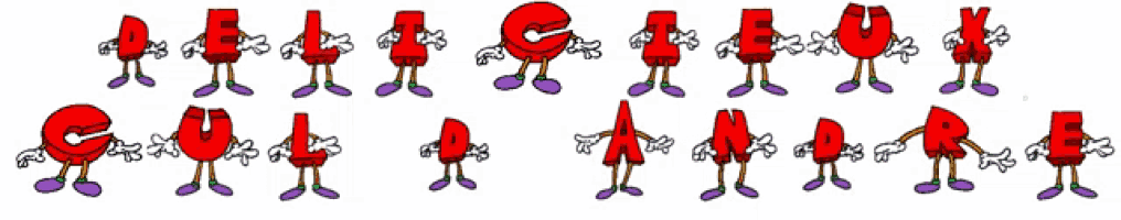 a cartoon drawing of a row of red characters with purple legs