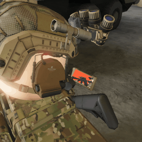 a picture of a soldier with a helmet that says earpiece on it