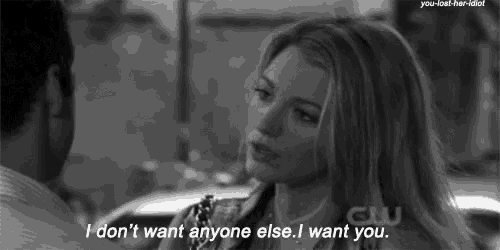 a black and white photo of a woman saying i don 't want anyone else i want you .