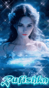 a picture of a woman in the water with the name rufishka written below her