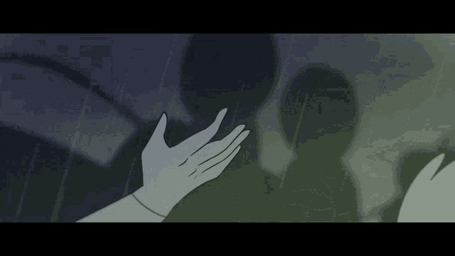 a cartoon of a person reaching out to another person in the rain .