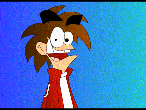 a cartoon character with the letter j on his sleeve