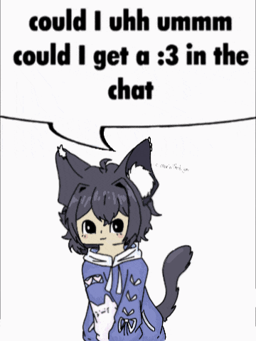 a drawing of a cat with a speech bubble saying could i uhh ummm
