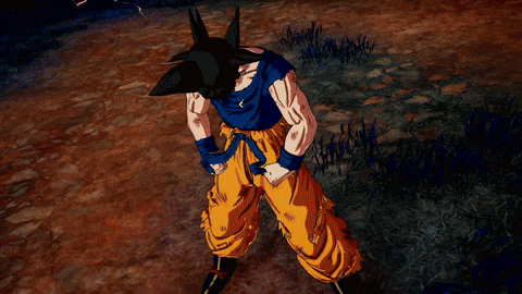 a cartoon character is standing in a dark field