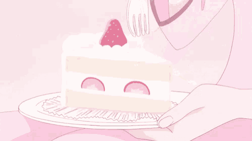 a person is eating a piece of cake with a fork on a plate .
