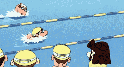 a group of children are swimming in a pool