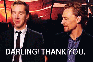 Thank You GIF - Benedict Cumberbatch Tom Hiddleston Thank You GIFs