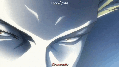 a close up of a man 's face with the words " i need you " written above it