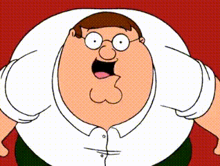 a cartoon of peter griffin with glasses and a big belly