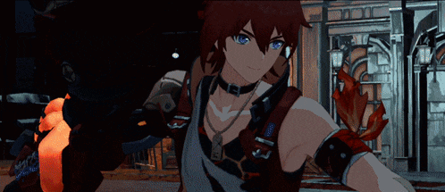 a cartoon character with red hair and blue eyes is holding a torch