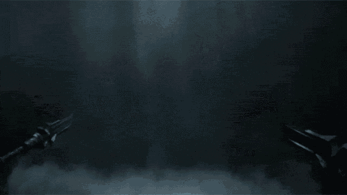 a dark knight with horns and a hood is standing in the dark