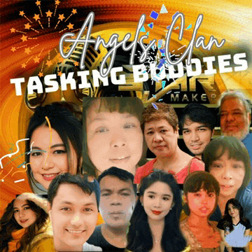 a poster for angels can tasking buddies shows many people