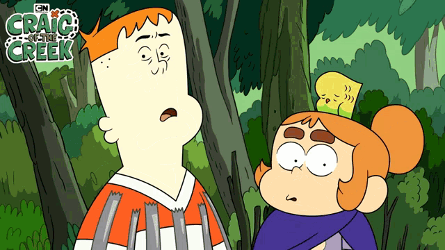 a cartoon of a boy and a girl with the words craig and the creek on the bottom