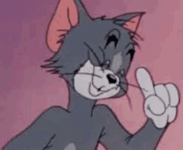 a close up of a cartoon cat giving a thumbs up .