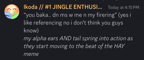 a screenshot of a text message from ikoda # 1 jingle enthusi