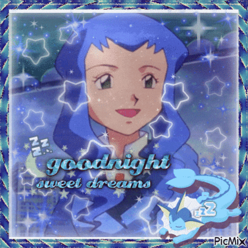 a picture of a girl with the words goodnight sweet dreams